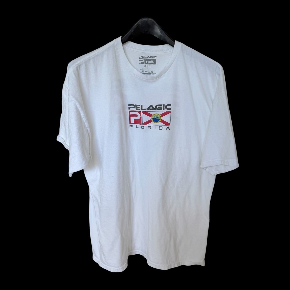 Pelagic Florida Fishing T-Shirt XXL White Cotton Short Sleeve Tee